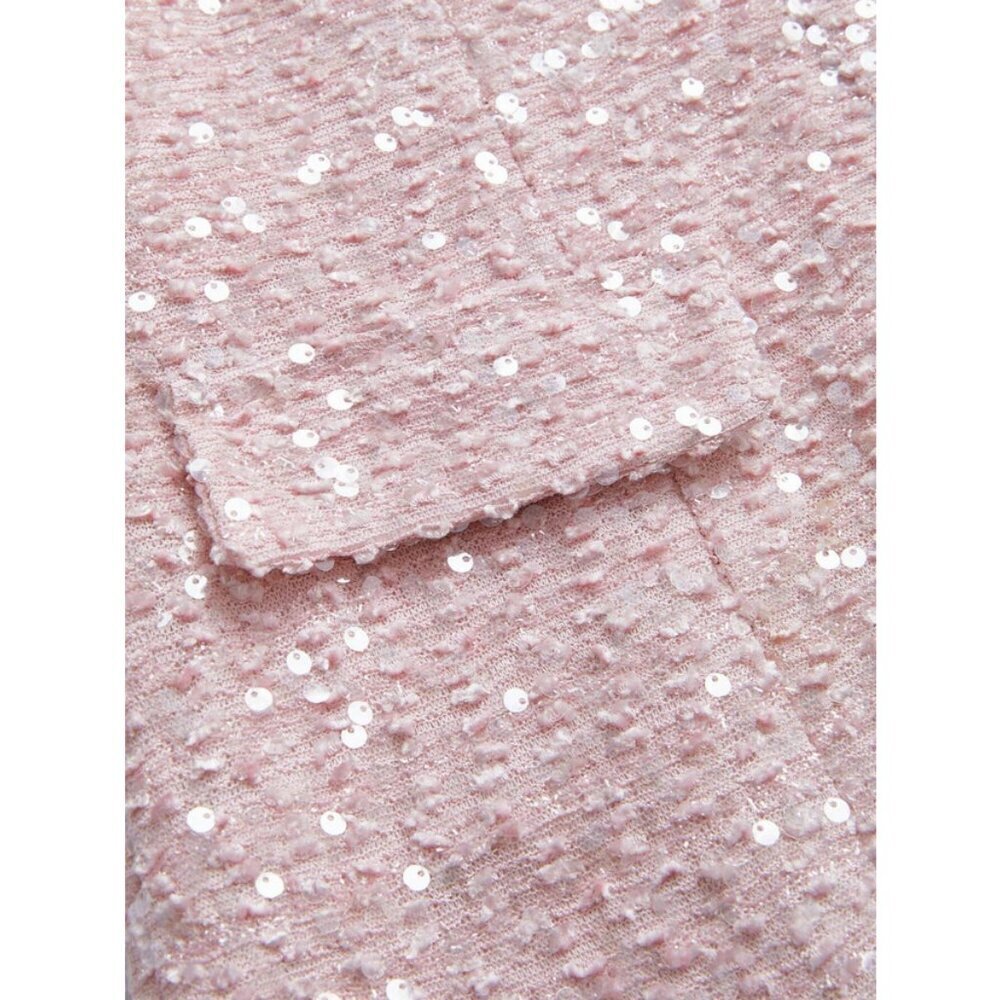Elegant Sequin tweed Dress & Blazer 2 piece Suit Set pink - Picture 8 of 12